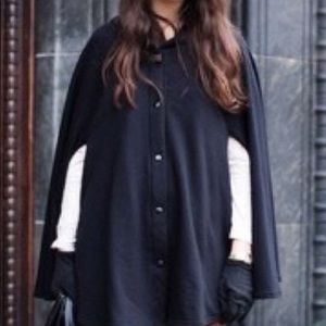 American Apparel Navy Fleece Sweatshirt Cape